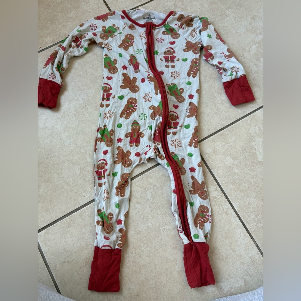 Caden Lane Festive Gingerbread Christmas Dj Kids Footie